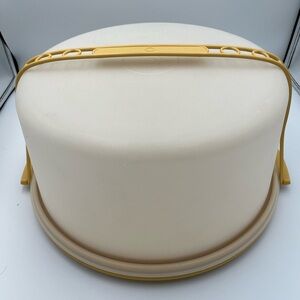 Vintage TUPPERWARE Cake Carrier Harvest Gold 12" w/ Handle 1256-5 1257-5 1258-5